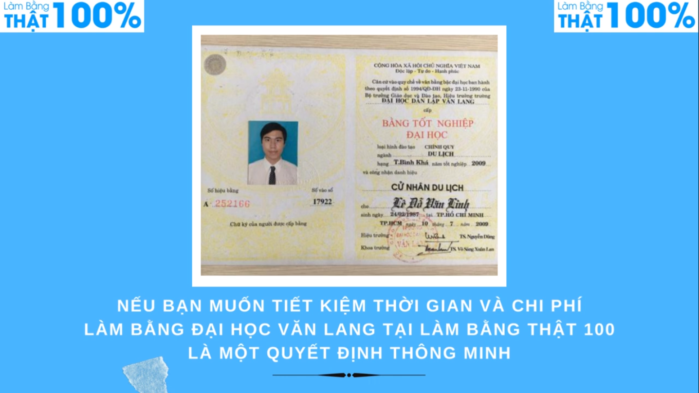 Làm Bằng Đại Học Văn Lang Phôi Thật Bao Sử Dụng Toàn Quốc